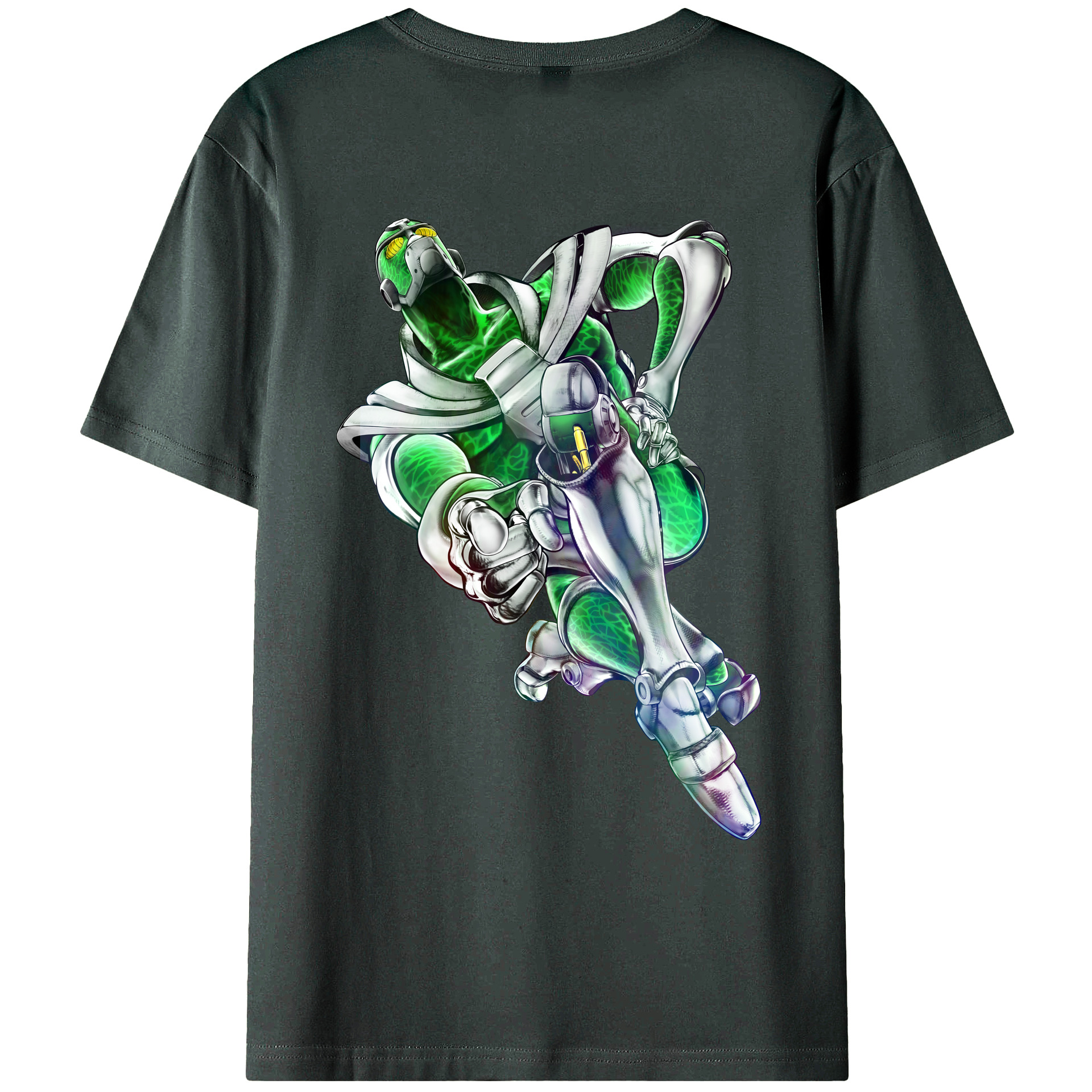 （画像用） ジョジョの奇妙な冒険 花京院 典明（かきょういん のりあき） JoJo's Bizarre Adventure Kakyoin Noriaki 綿100％ メンズ半袖Tシャツ（バックプリント） 通気性